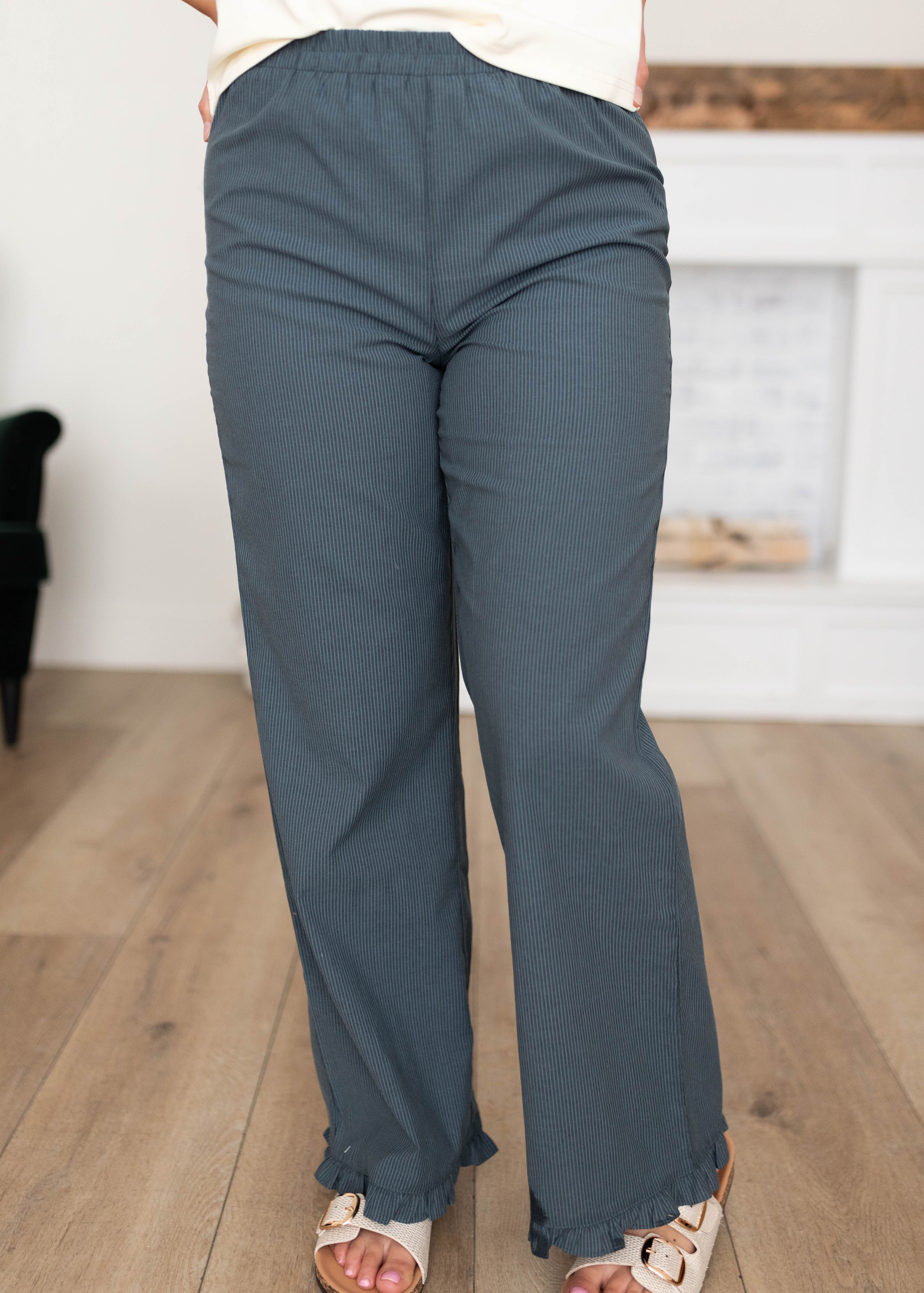 Beatrice Navy Striped Pants