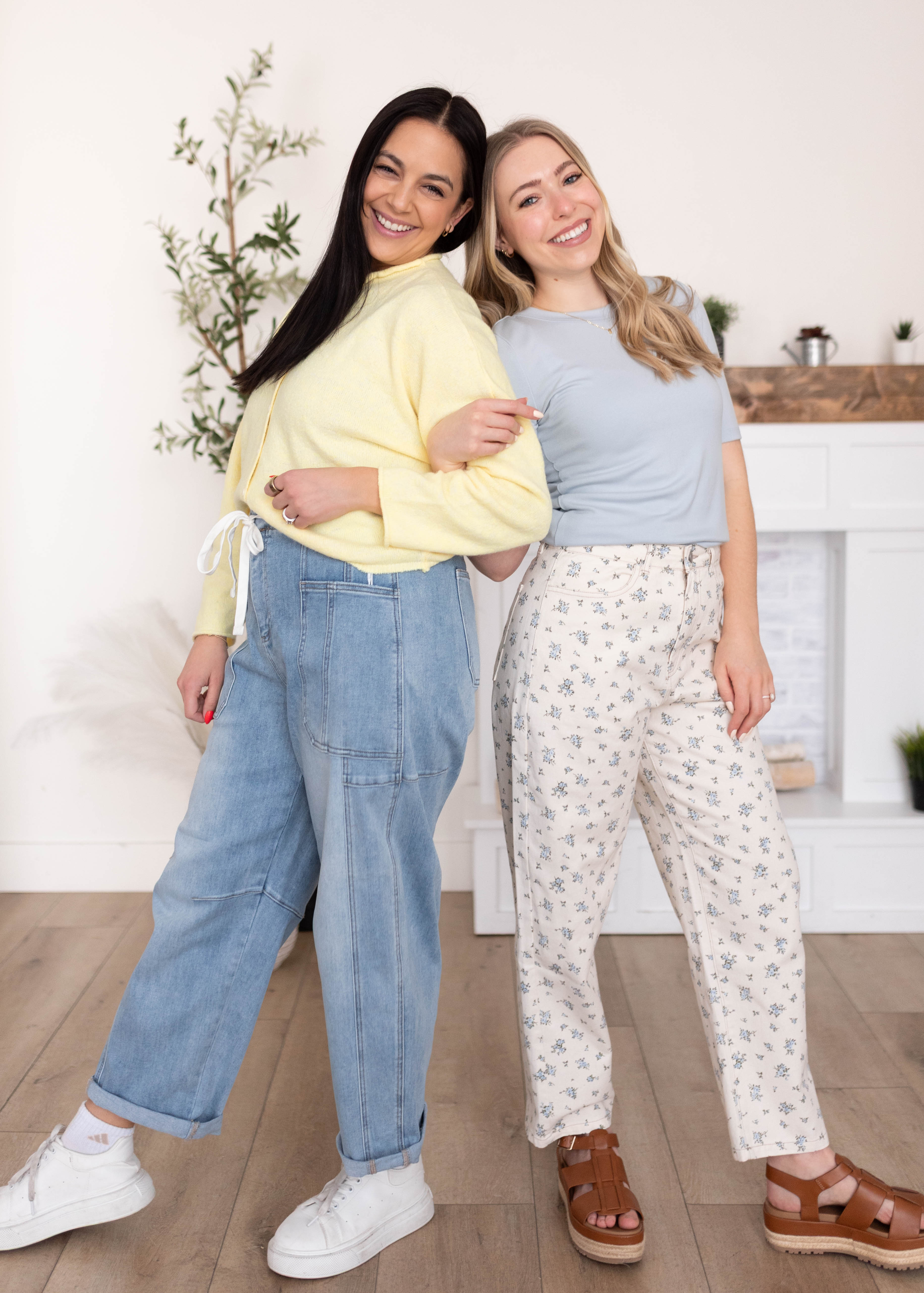 Beth White Floral Jeans