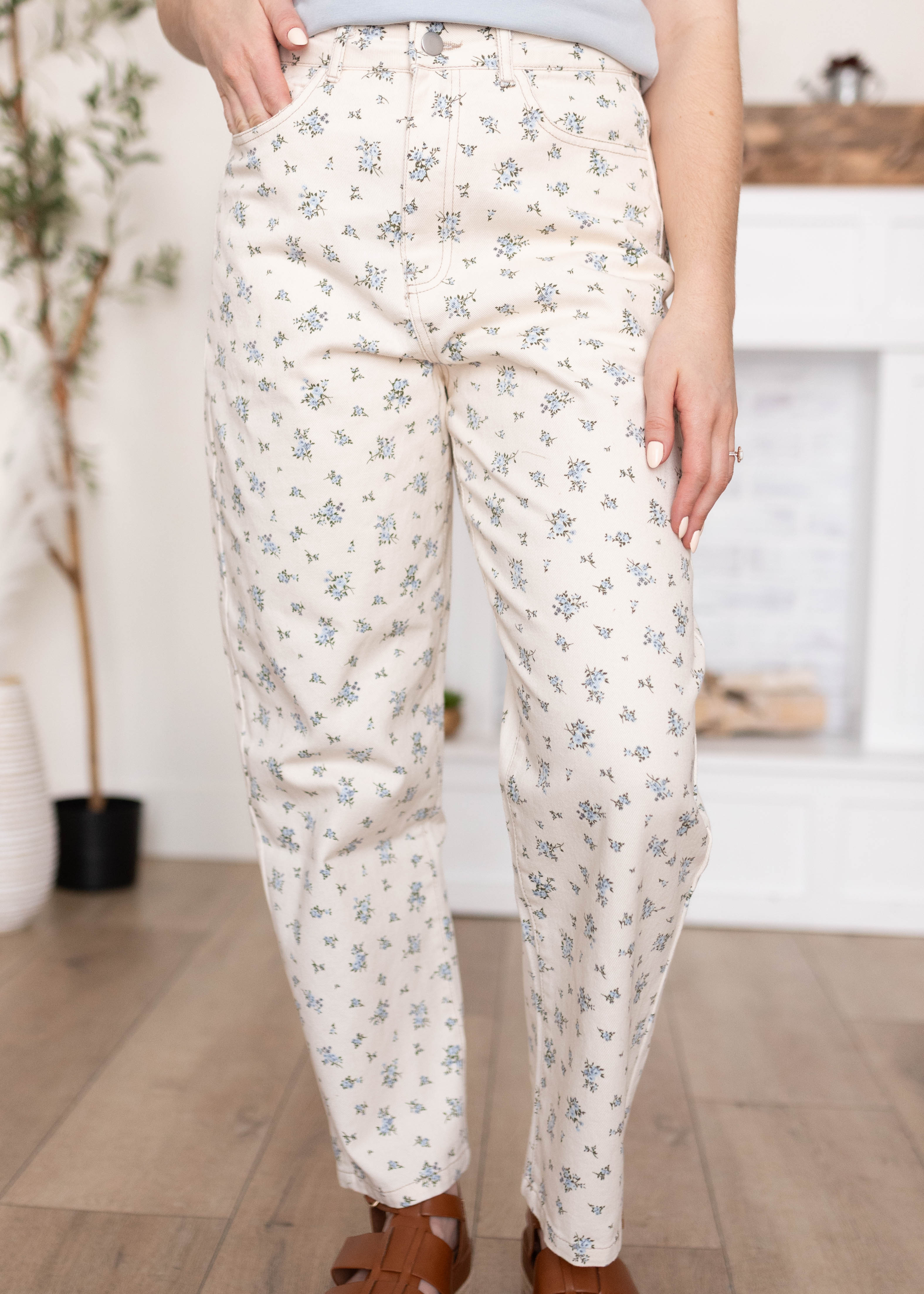 Beth White Floral Jeans