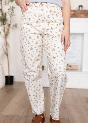 Beth White Floral Jeans