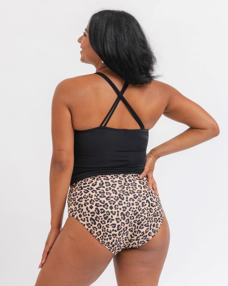 Black Double-Cinch Tankini Top