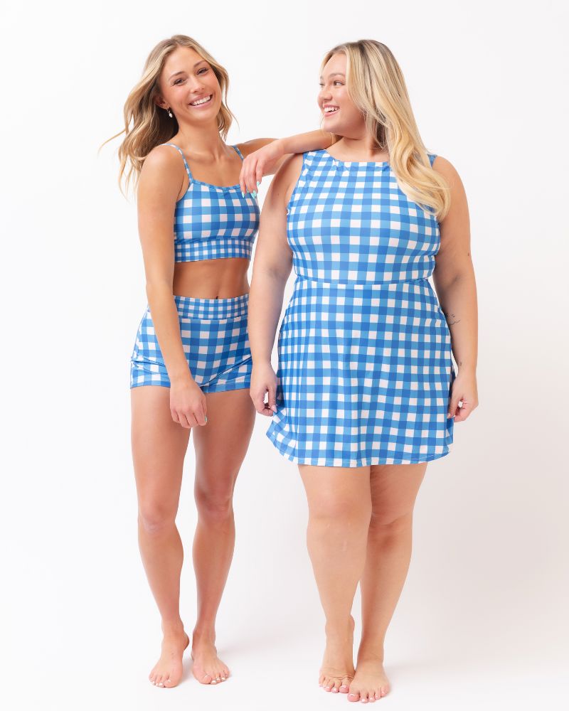 Blue Gingham Swim Dress