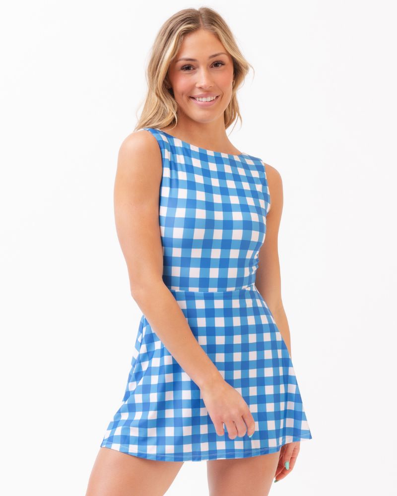 Blue Gingham Swim Dress
