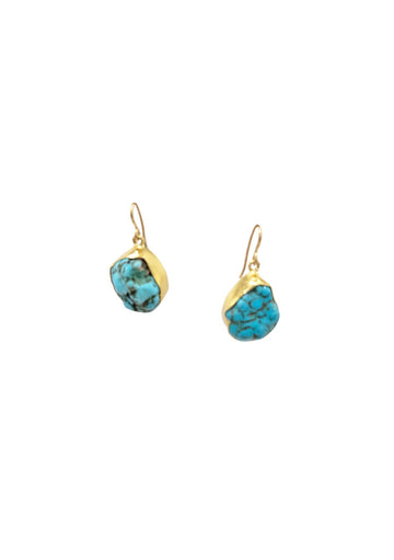 Turquoise Gold Bezel Earrings