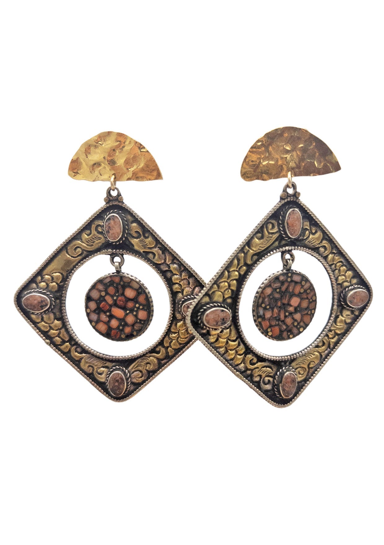Red Coral Ethnic Earrings