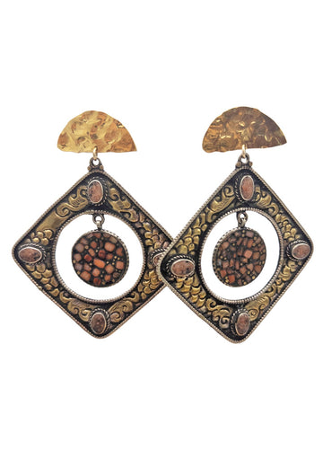 Red Coral Ethnic Earrings
