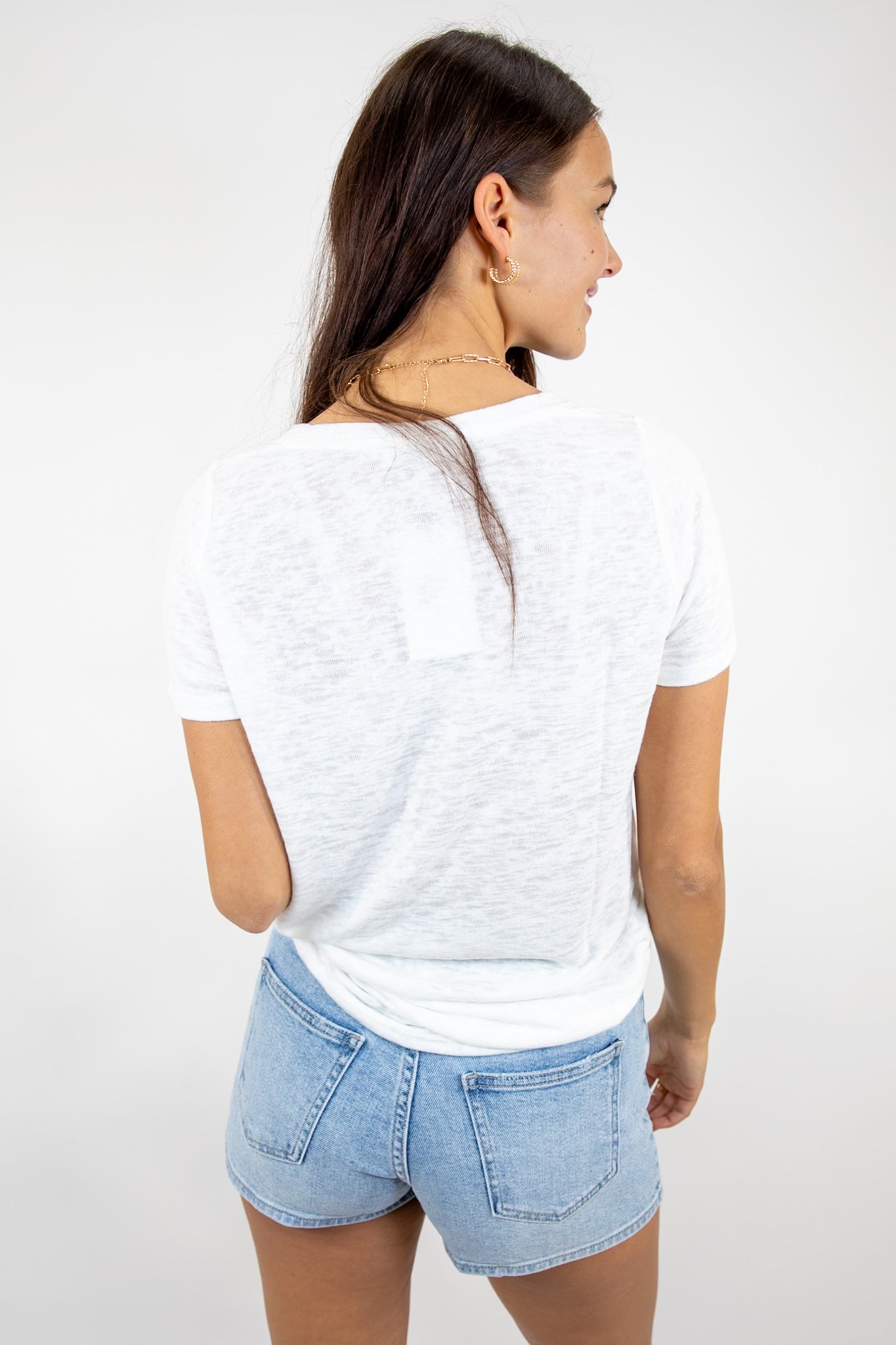 Everyday Hacci V Neck Tee Off White