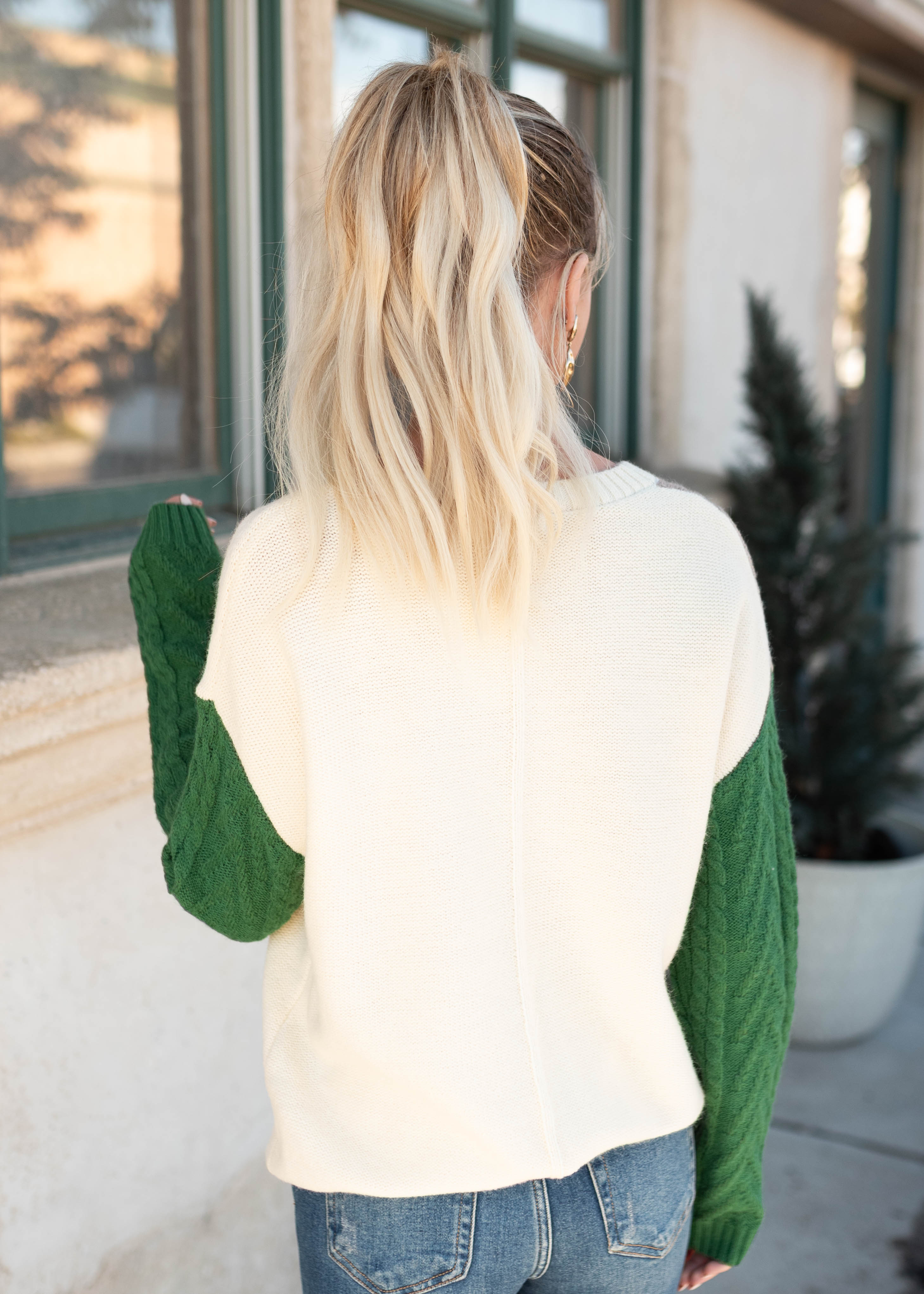 Elvie Green Colorblock Sweater