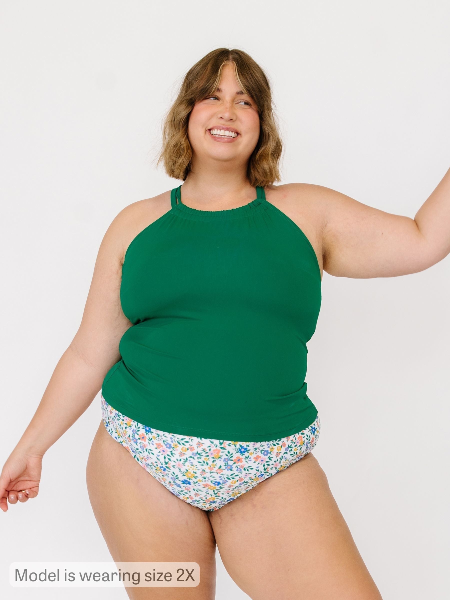 Emerald Double-Cinch Tankini Top
