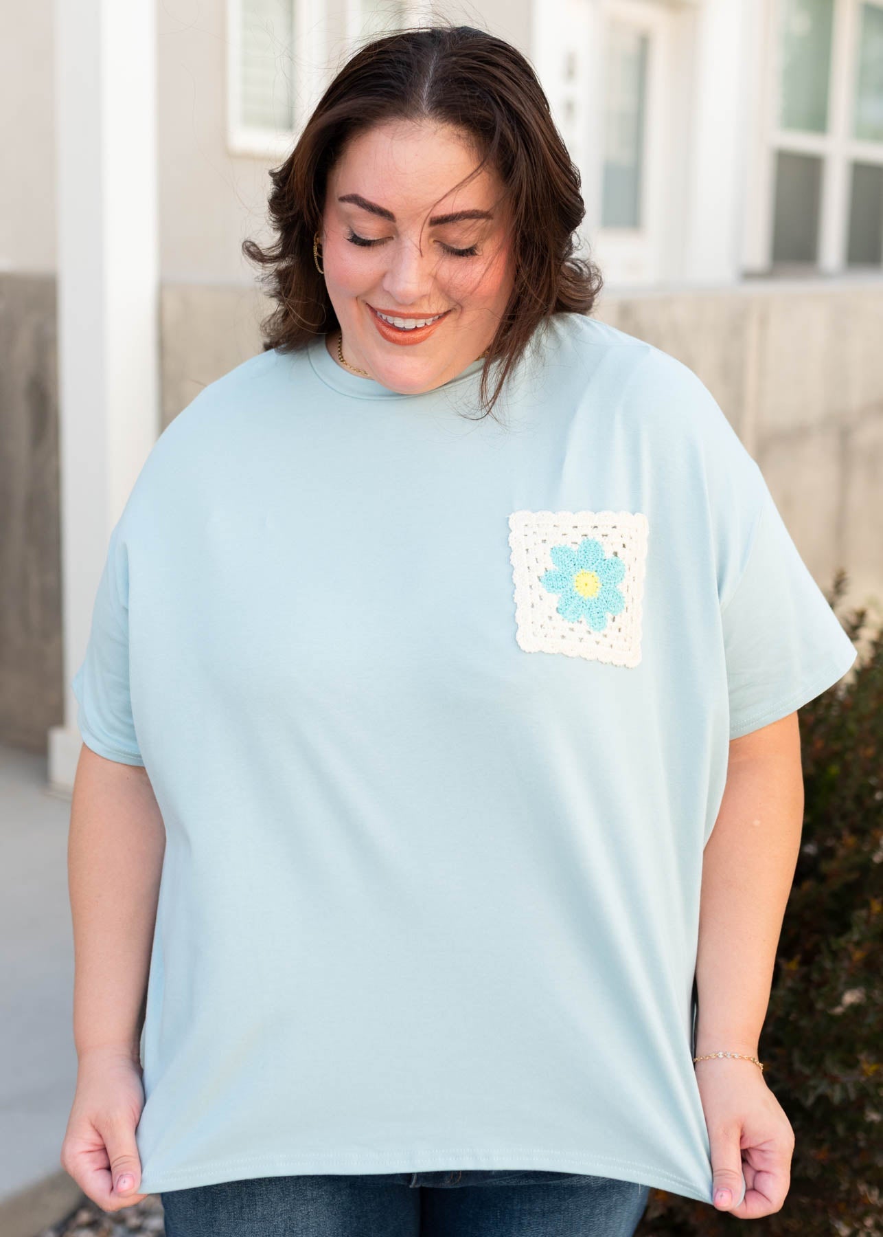Emily Pale Aqua Patch Tee