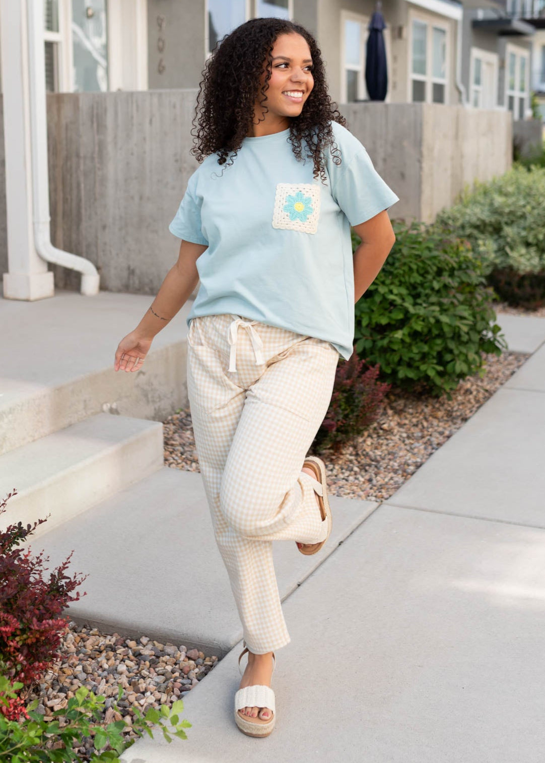 Emily Pale Aqua Patch Tee