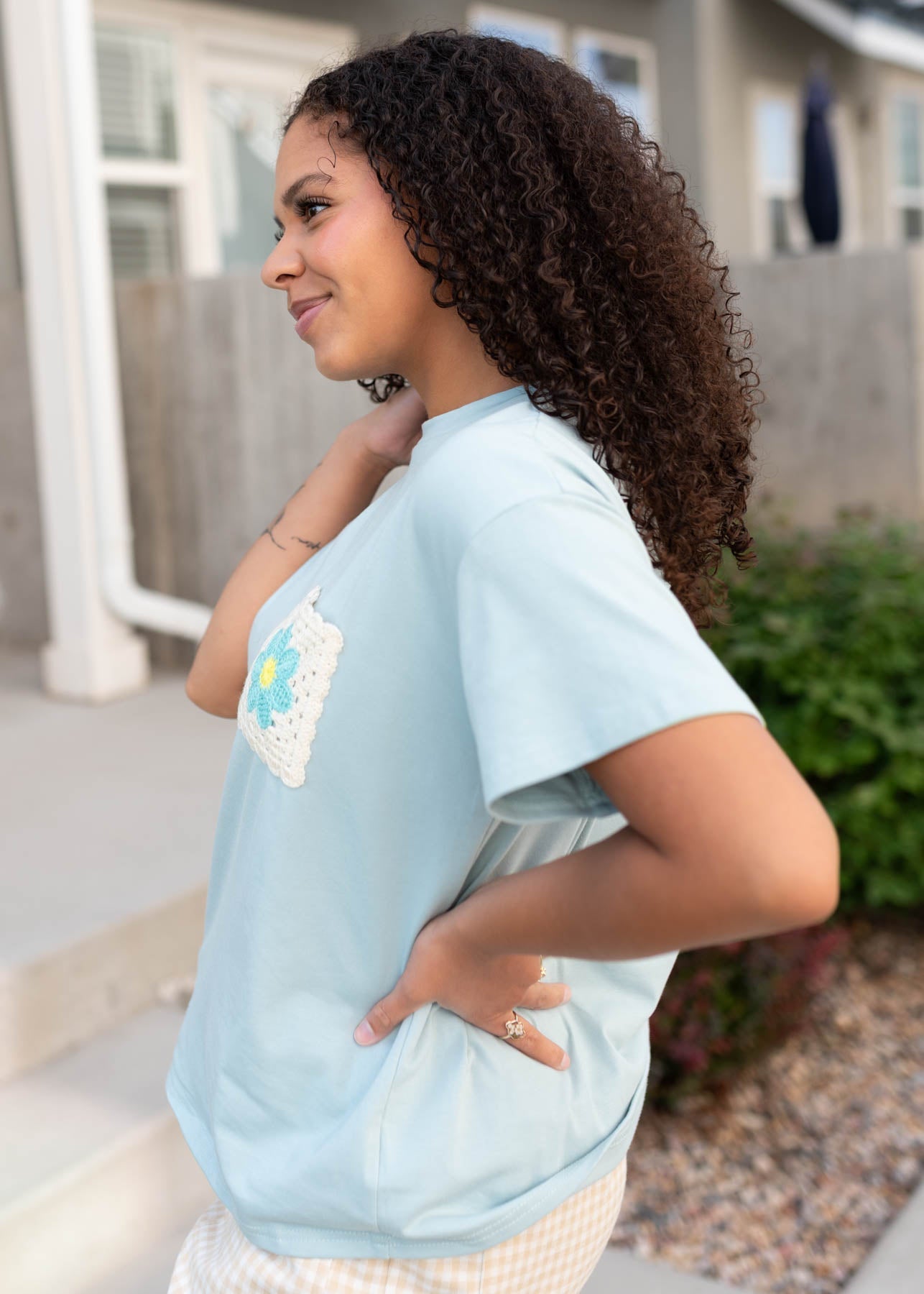 Emily Pale Aqua Patch Tee