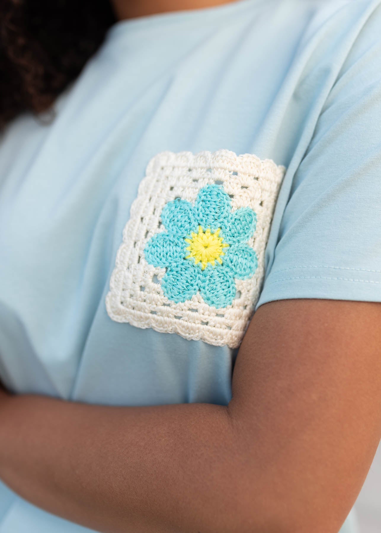 Emily Pale Aqua Patch Tee