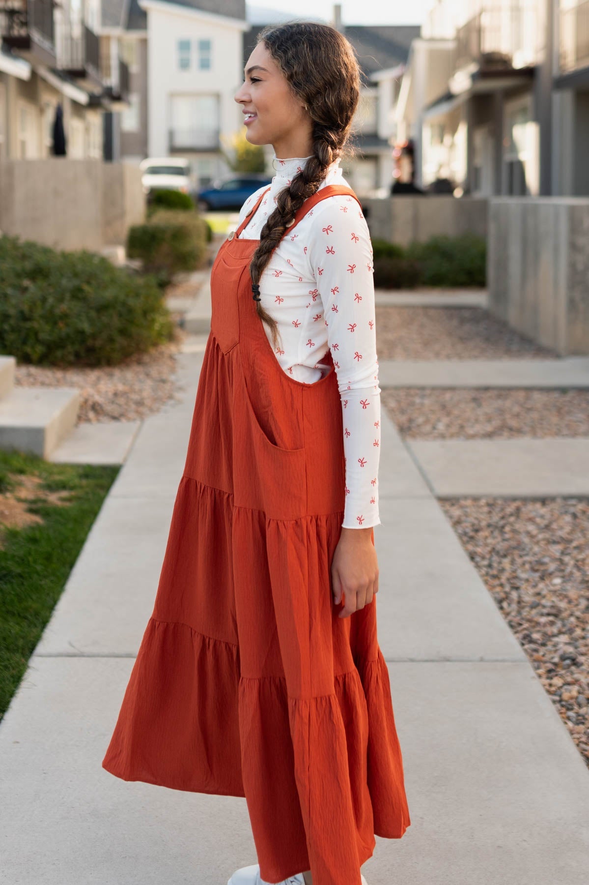 Everlee Rust Overall Dress