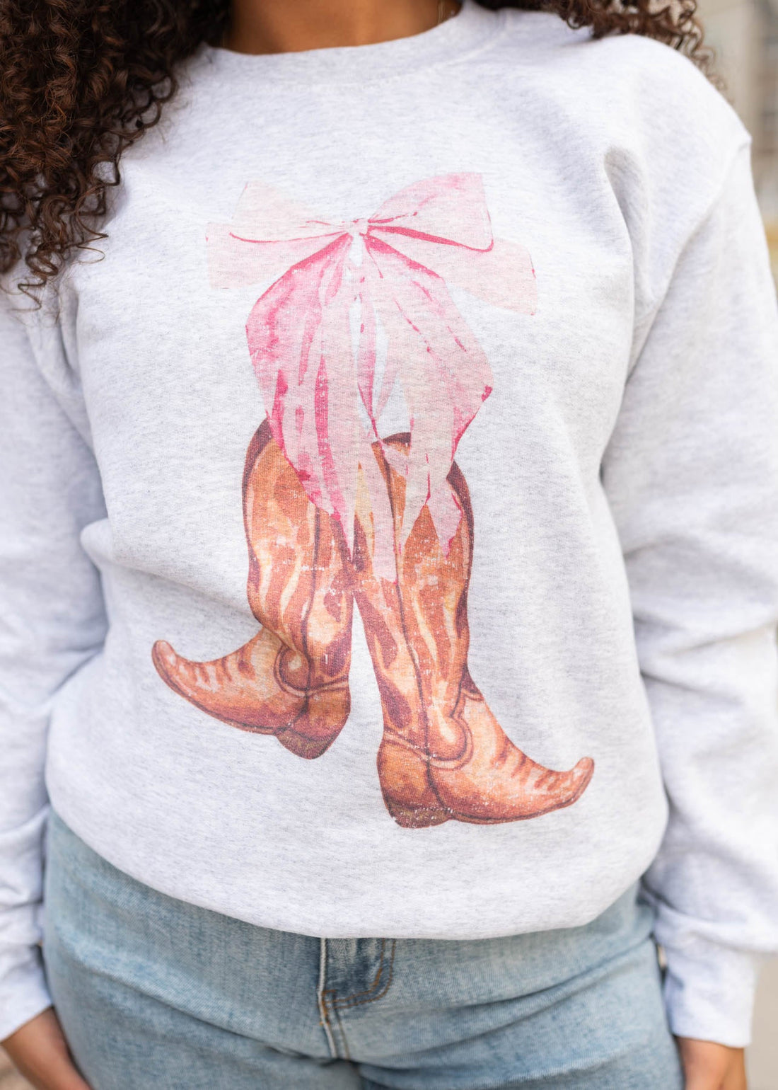 Georgia Grey Boots and Bow Sweatshirt