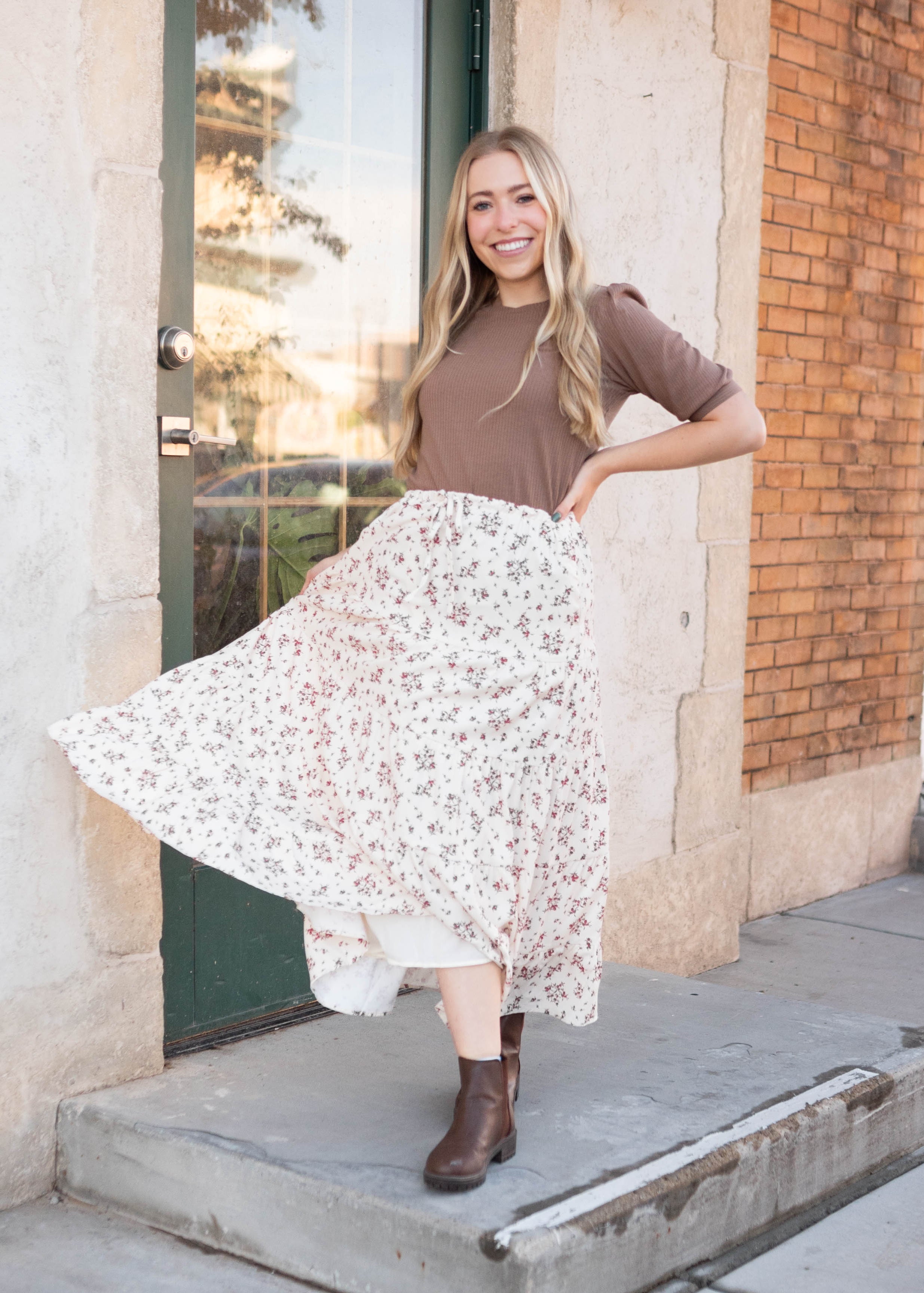 Ginny Burgundy Floral Skirt