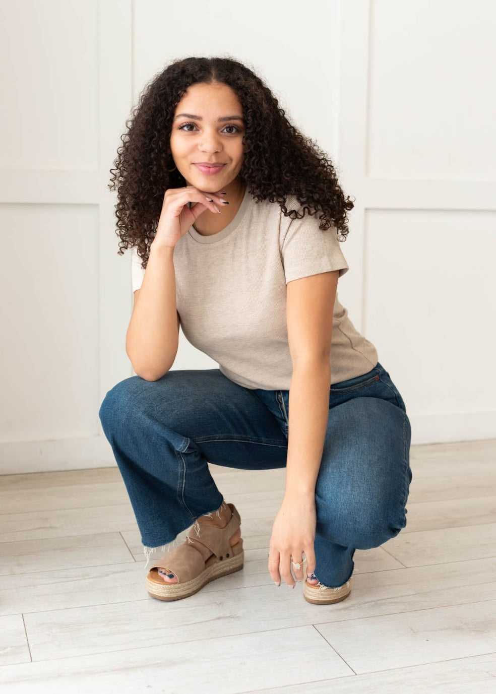 Harley Oatmeal Ribbed Knit Top