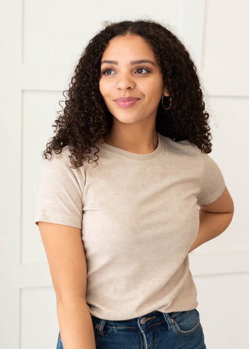 Harley Oatmeal Ribbed Knit Top
