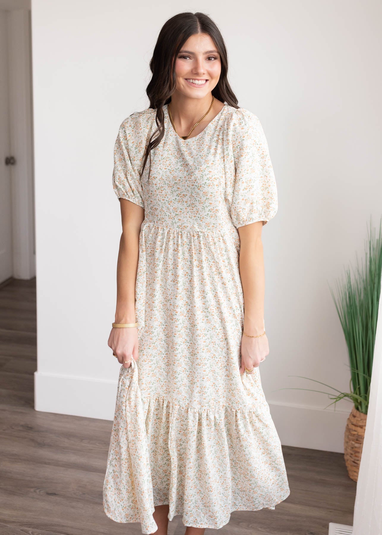 Heidi Orange Floral Dress