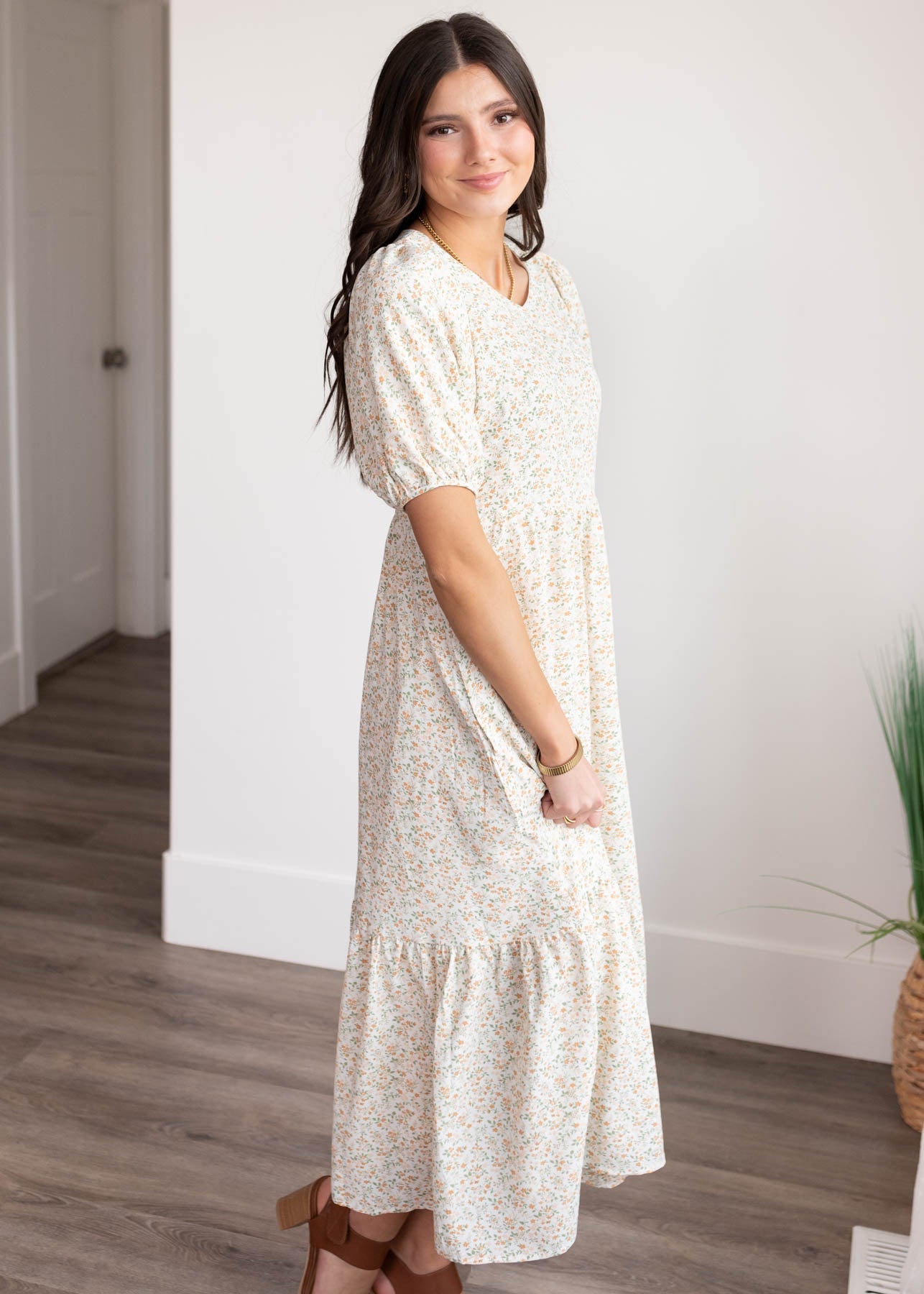 Heidi Orange Floral Dress