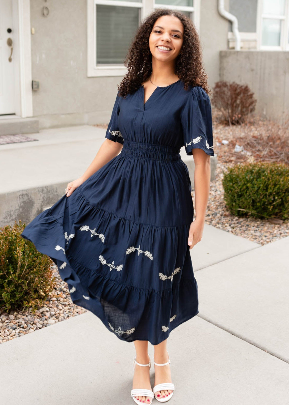 Ivy Midnight Embroidered Dress