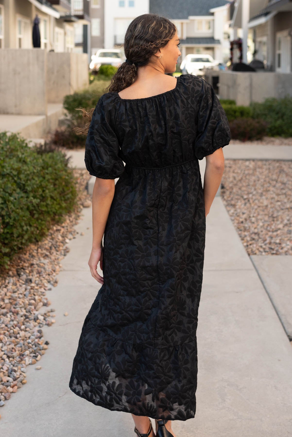 Jackie Black Tiered Floral Dress