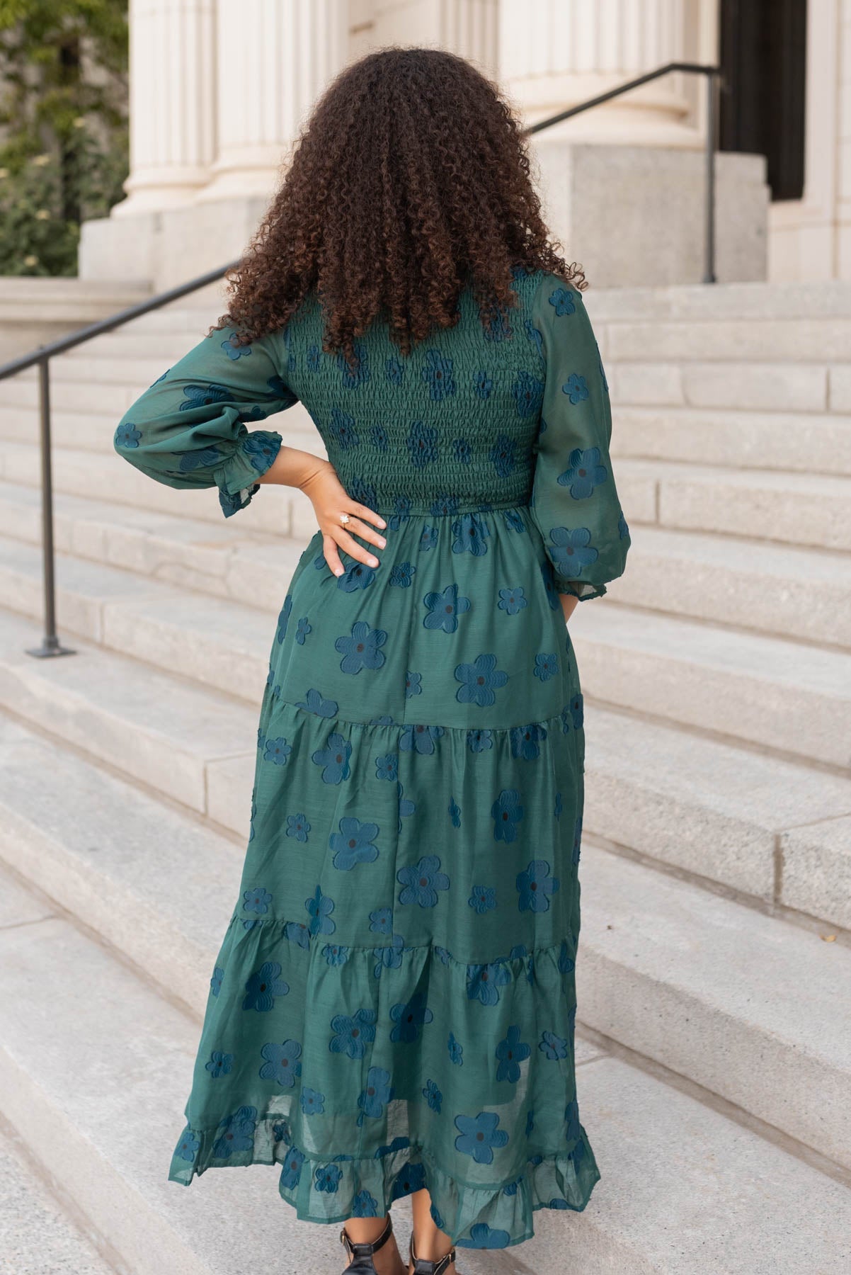 Jenny Dark Green Floral Dress