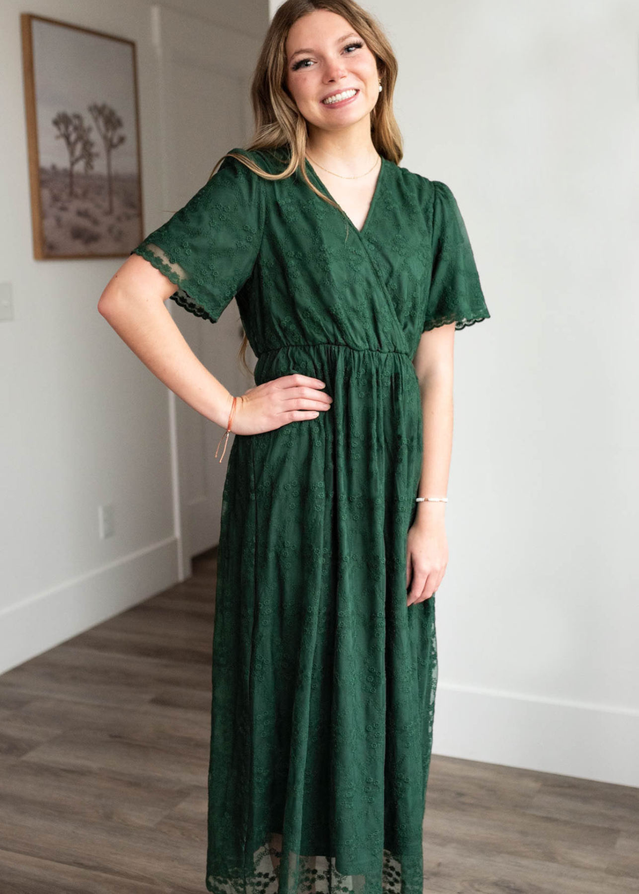 Juliet Hunter Green Lace Floral Dress