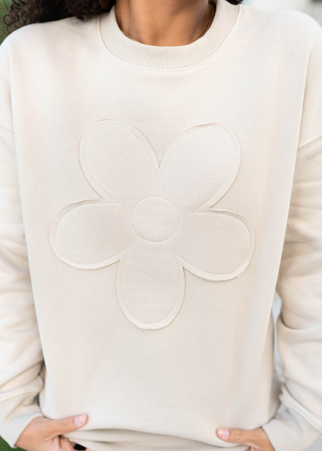 Juliette Taupe Flower Pullover