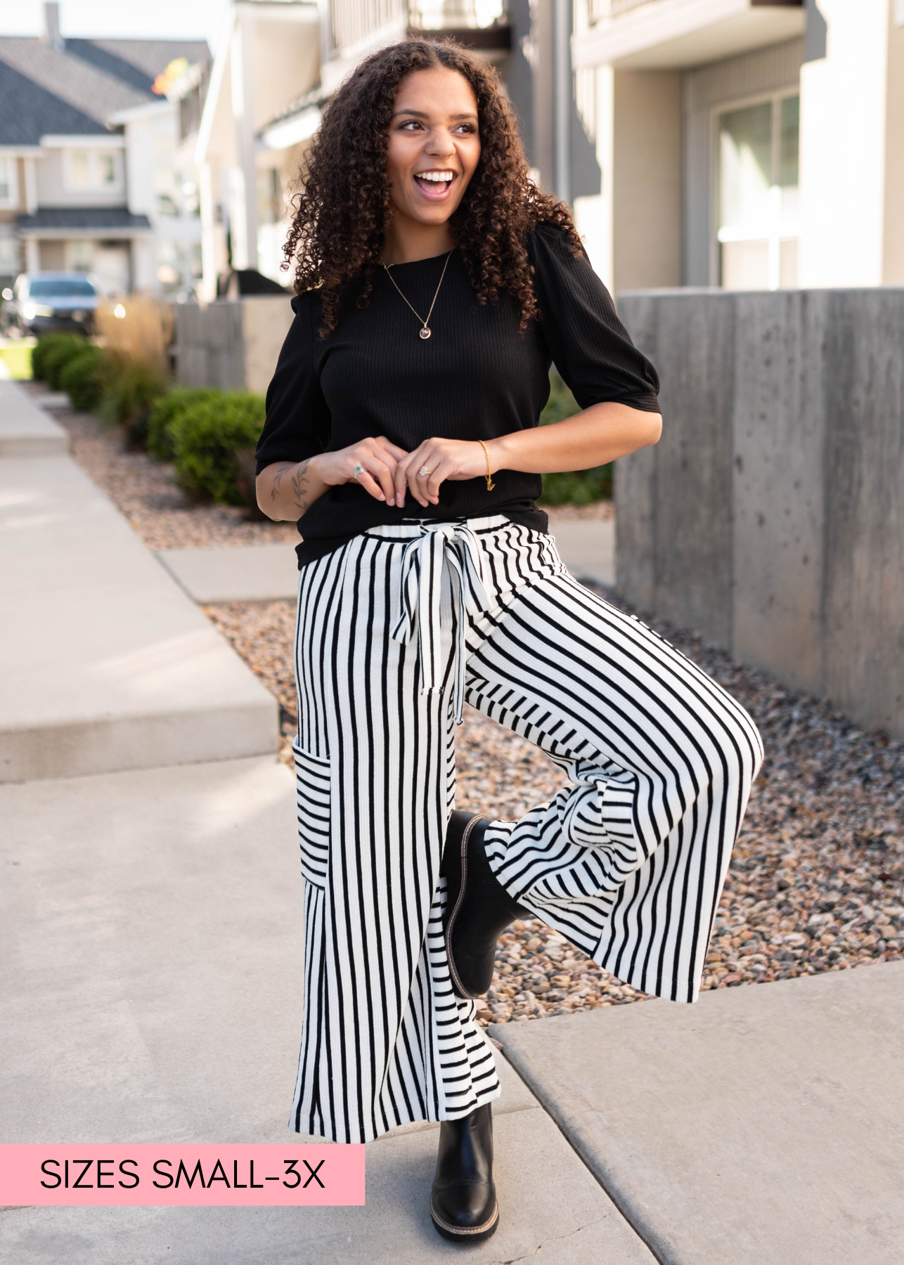 Kaylie Black Stripe Pants