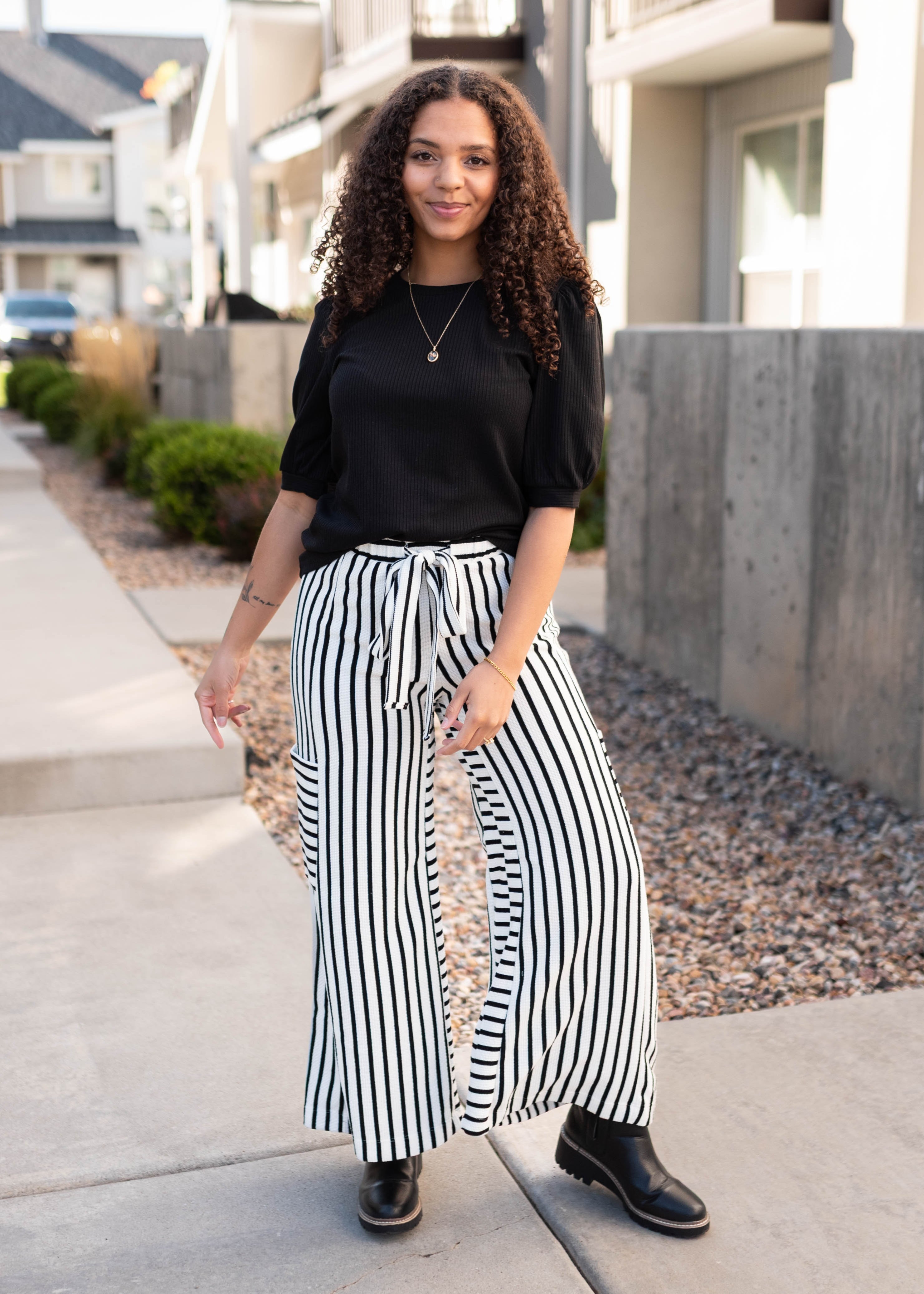 Kaylie Black Stripe Pants