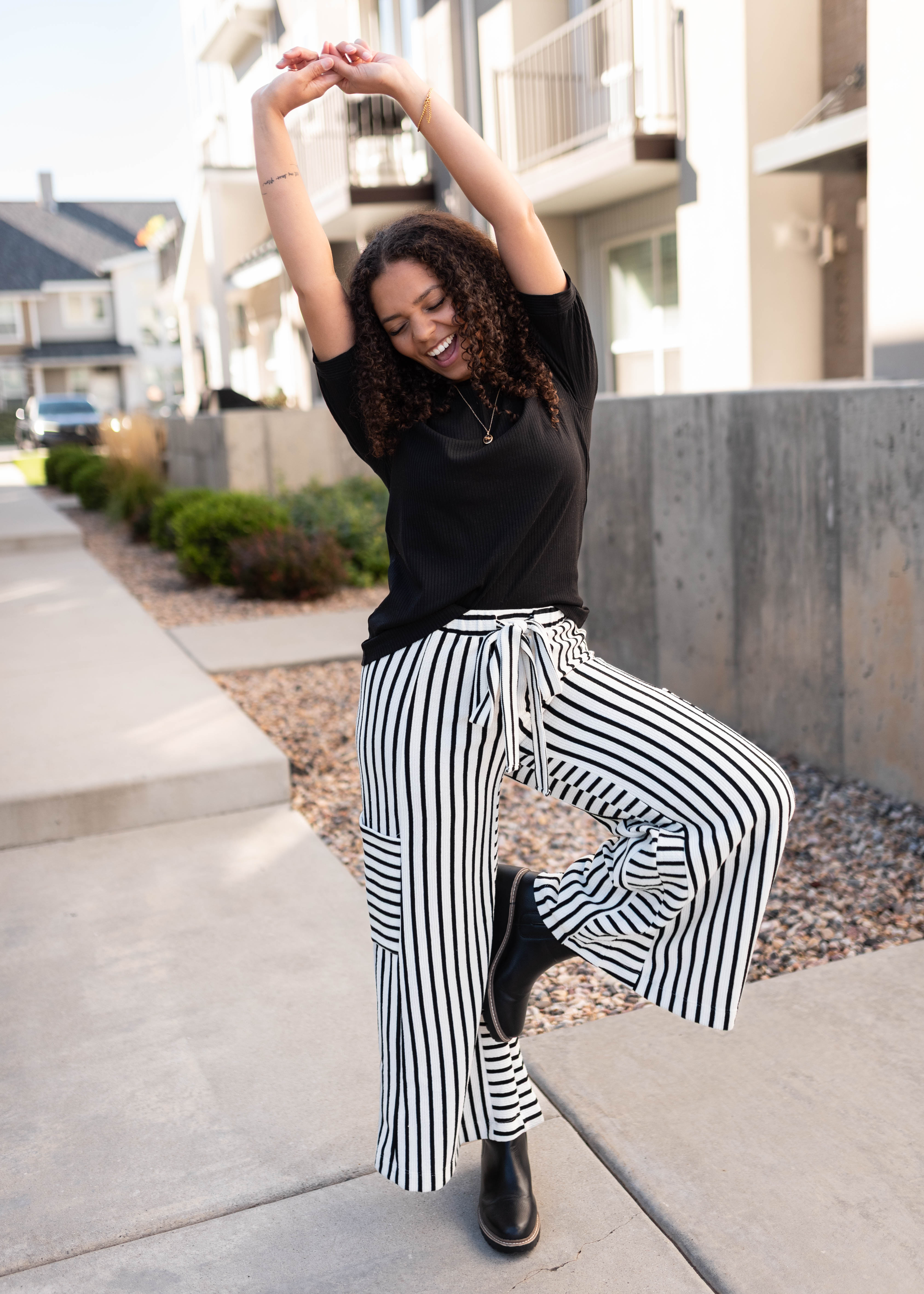 Kaylie Black Stripe Pants