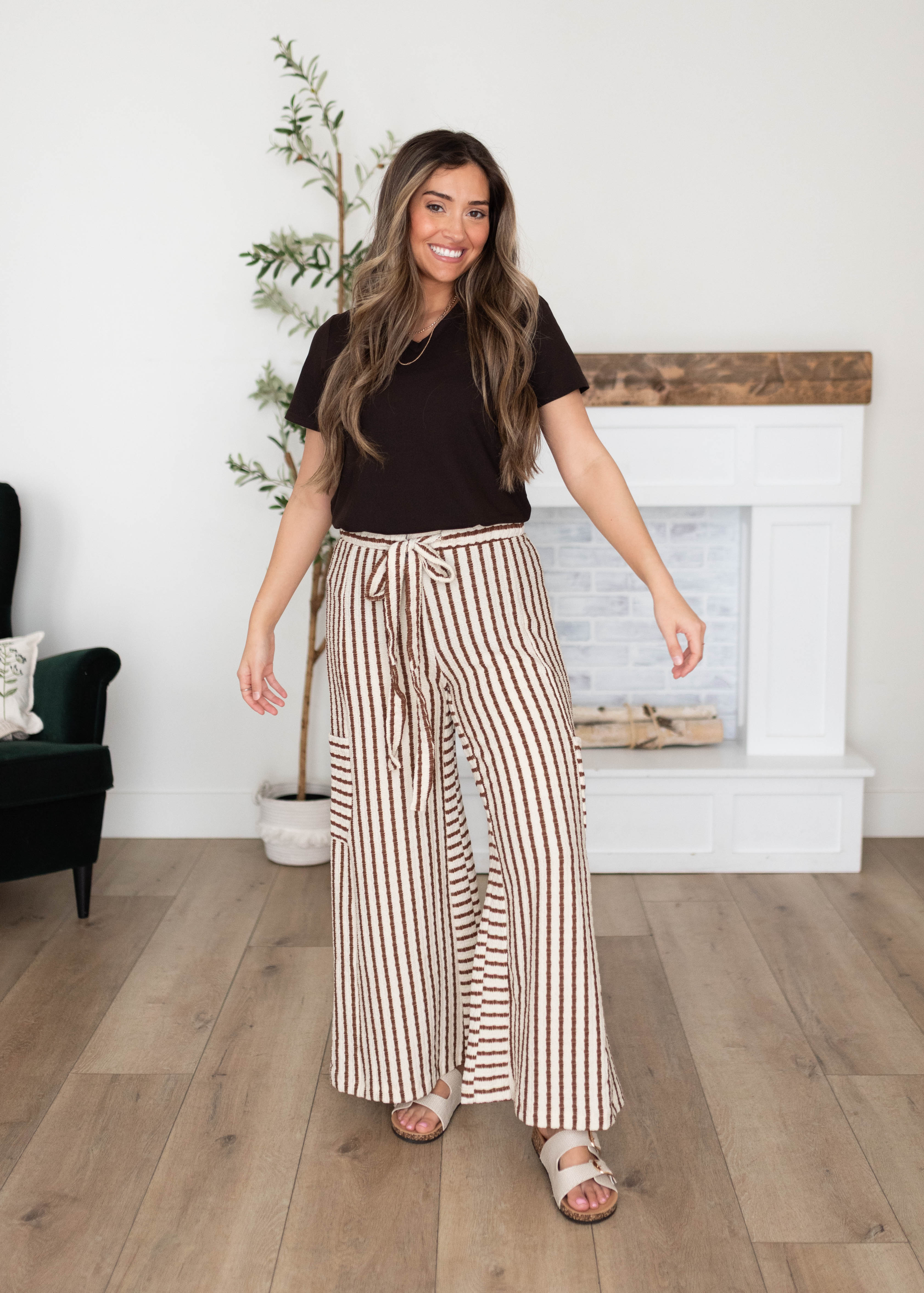 Keira Cream Striped Pants