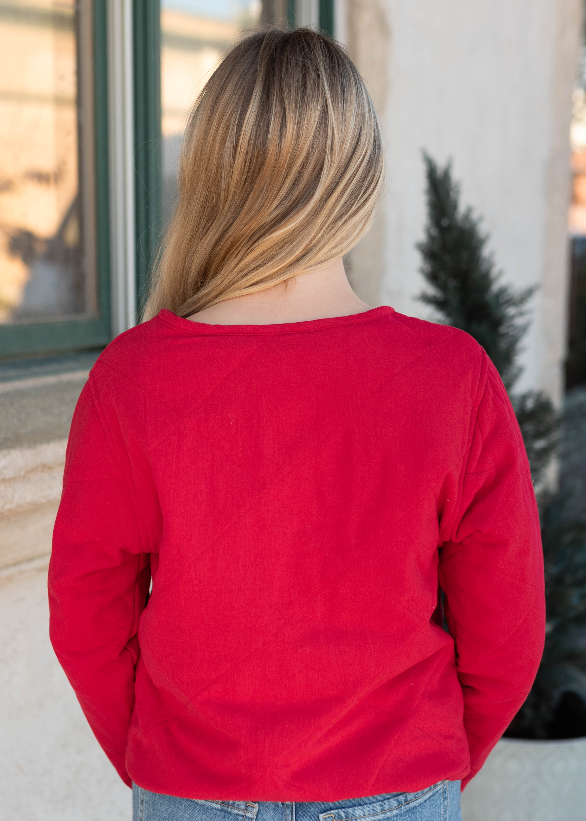 Lina Red Quilted Tie Jacket
