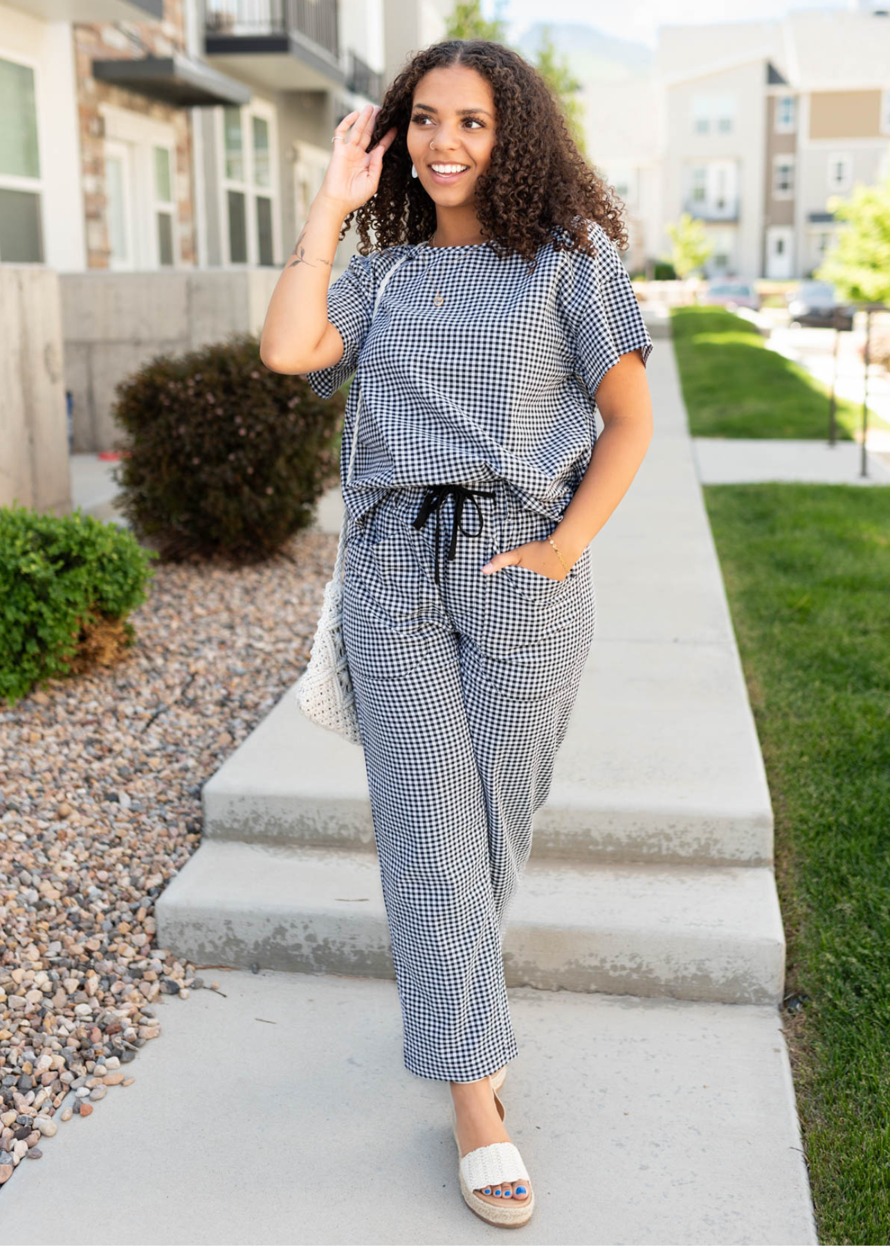 Lois Black Gingham Pants