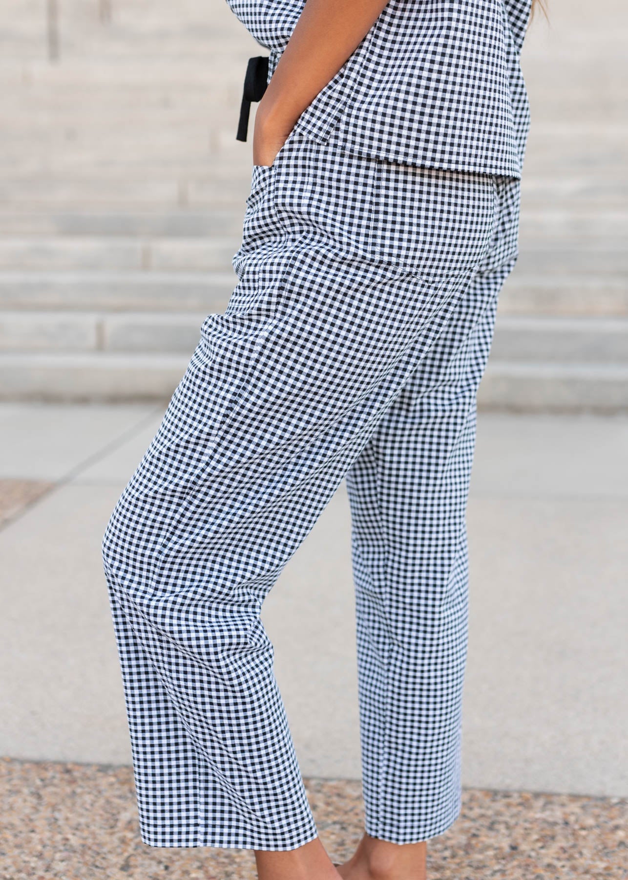 Lois Black Gingham Pants