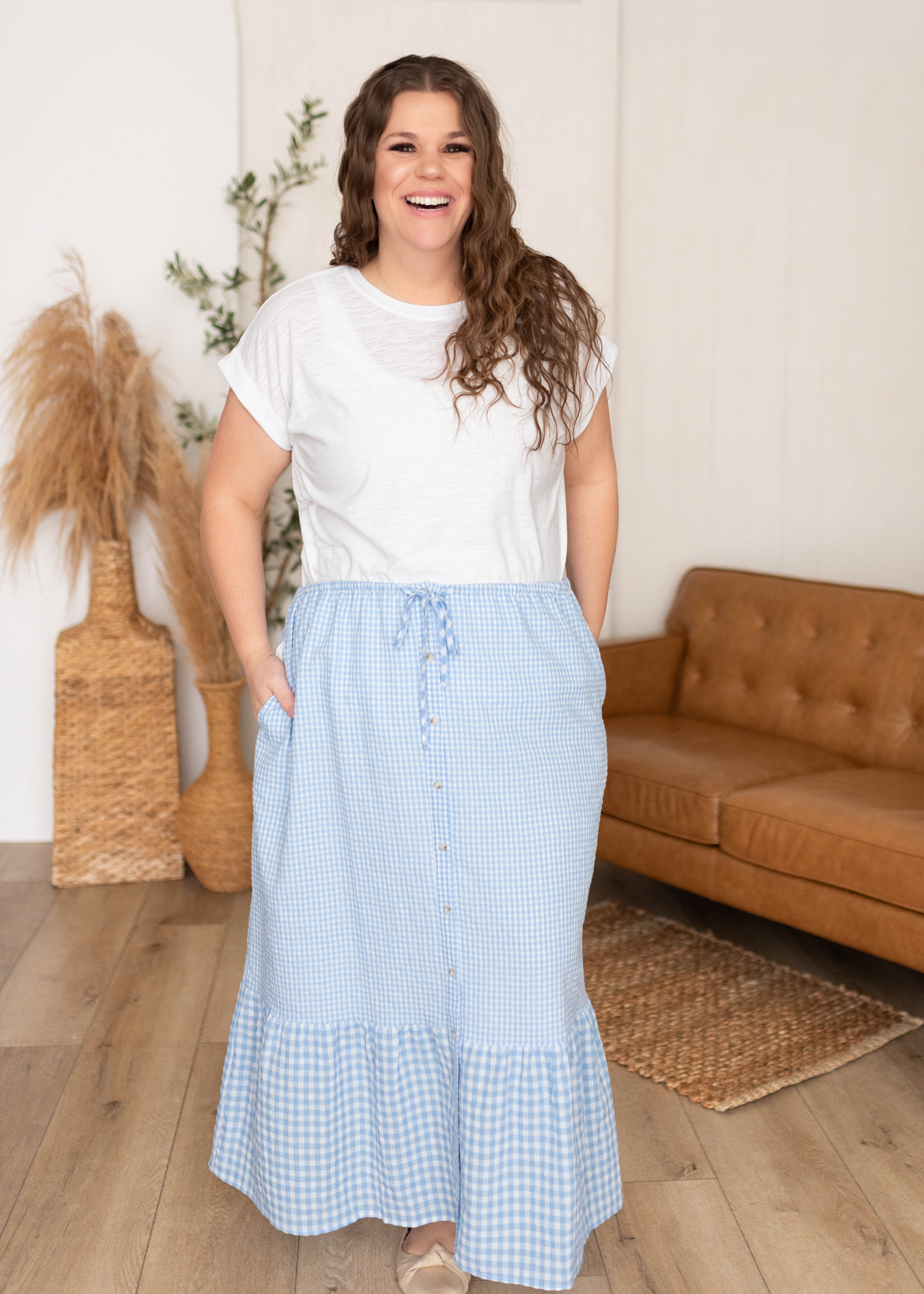 Madeleine Blue Gingham Skirt