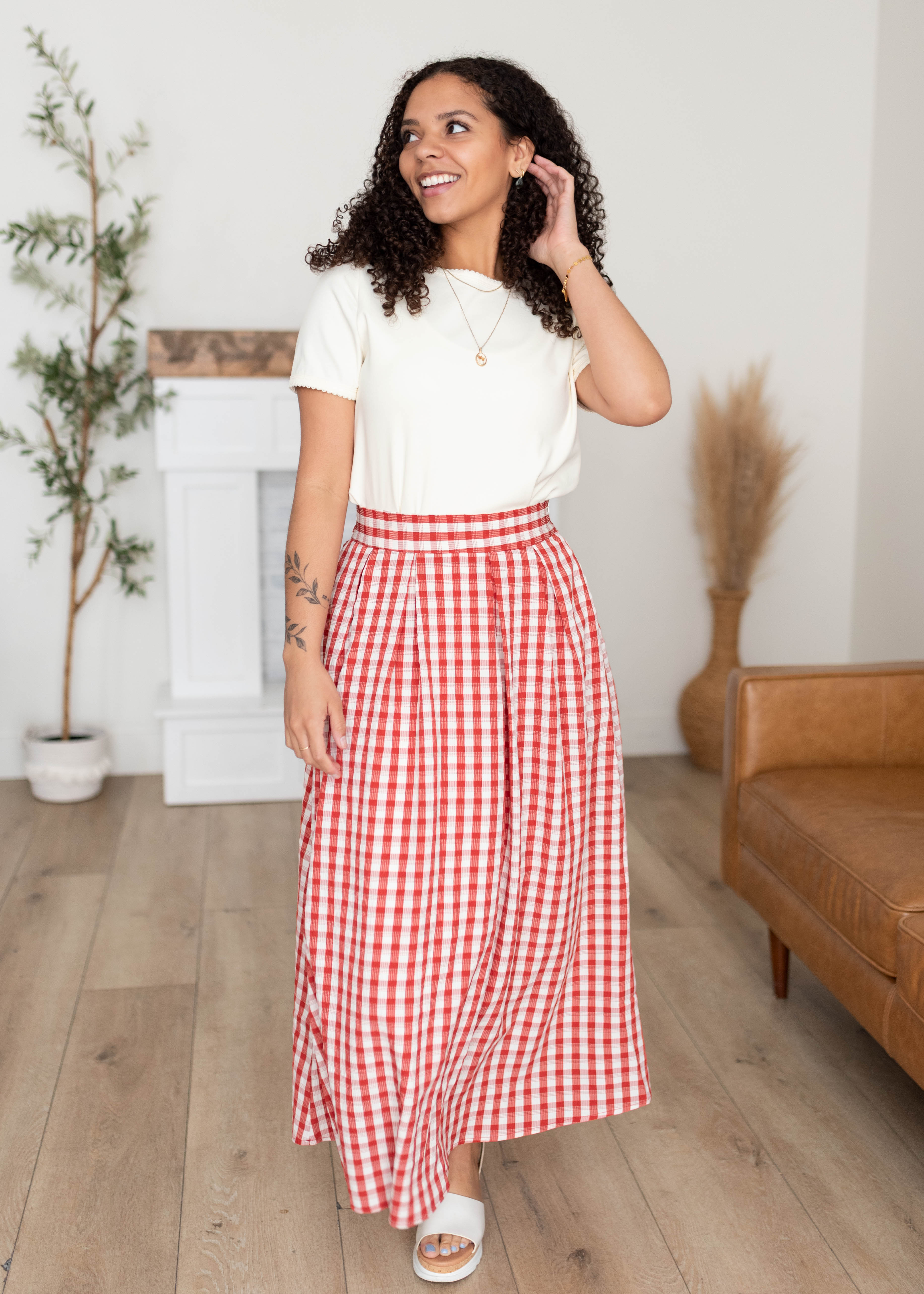 Mallory Red Gingham Skirt