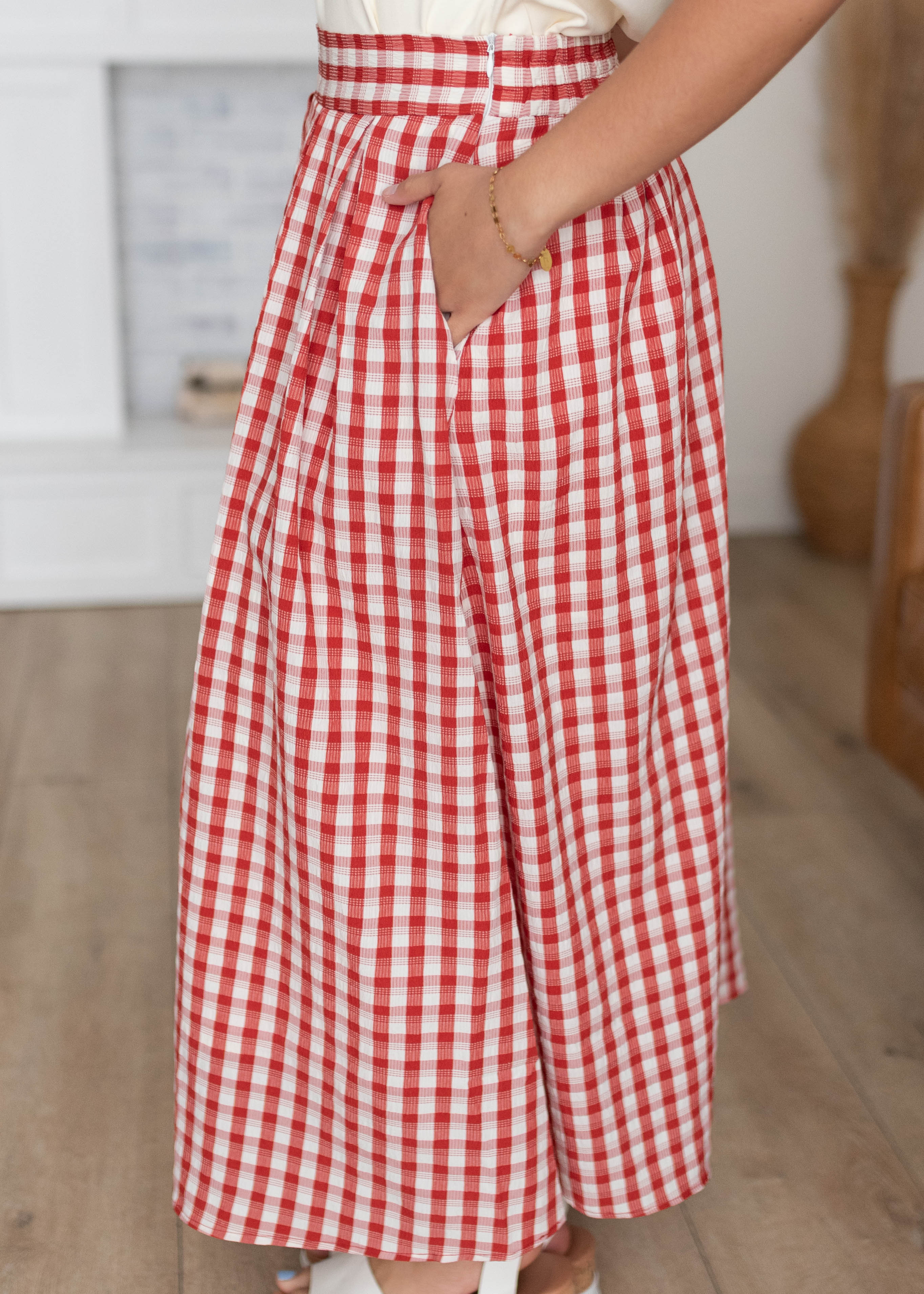 Mallory Red Gingham Skirt