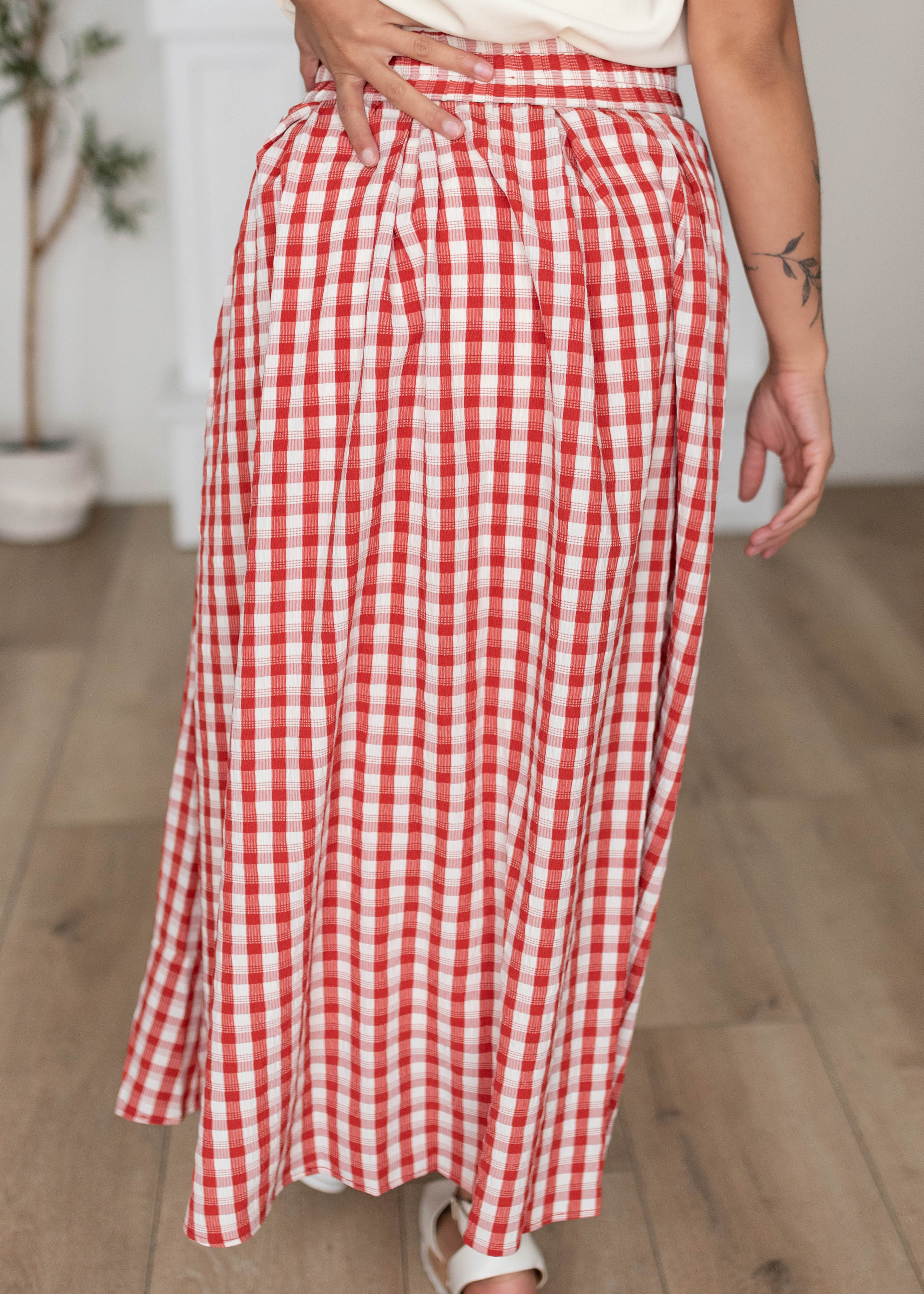 Mallory Red Gingham Skirt