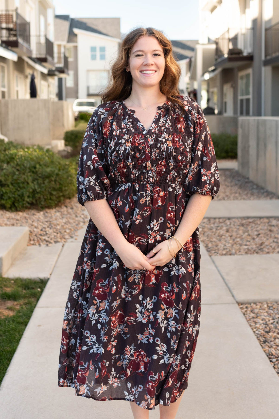 Marcy Dark Plum Floral Dress