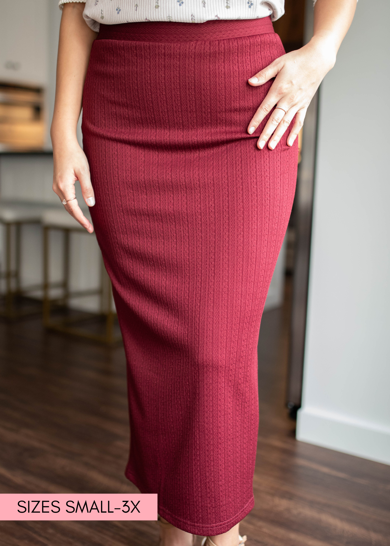 Maria Burgundy Midi Skirt