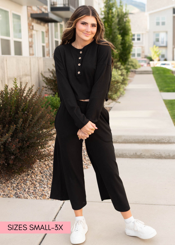 Marion Black Textured Pants