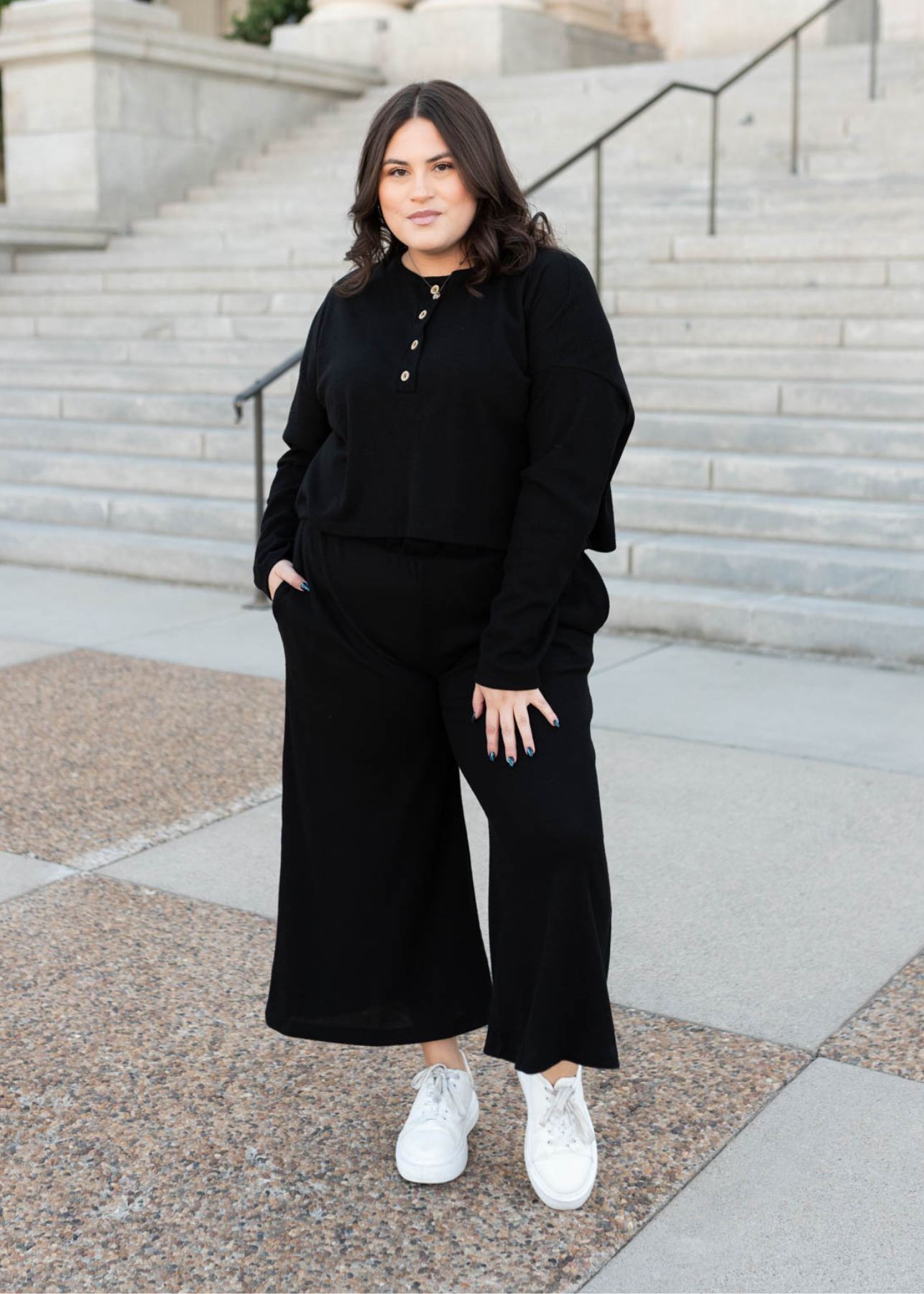 Marion Black Textured Pants