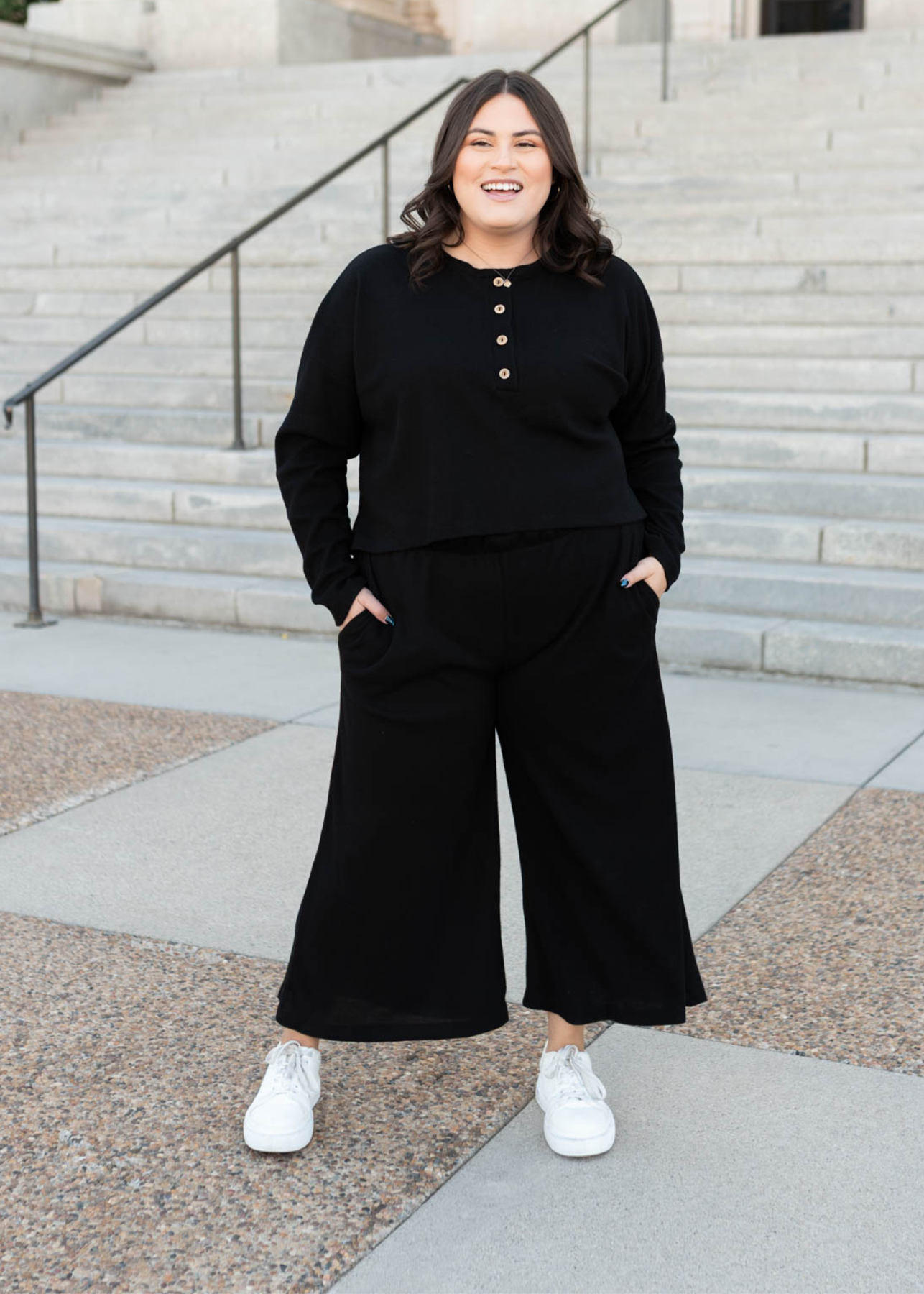 Marion Black Textured Pants