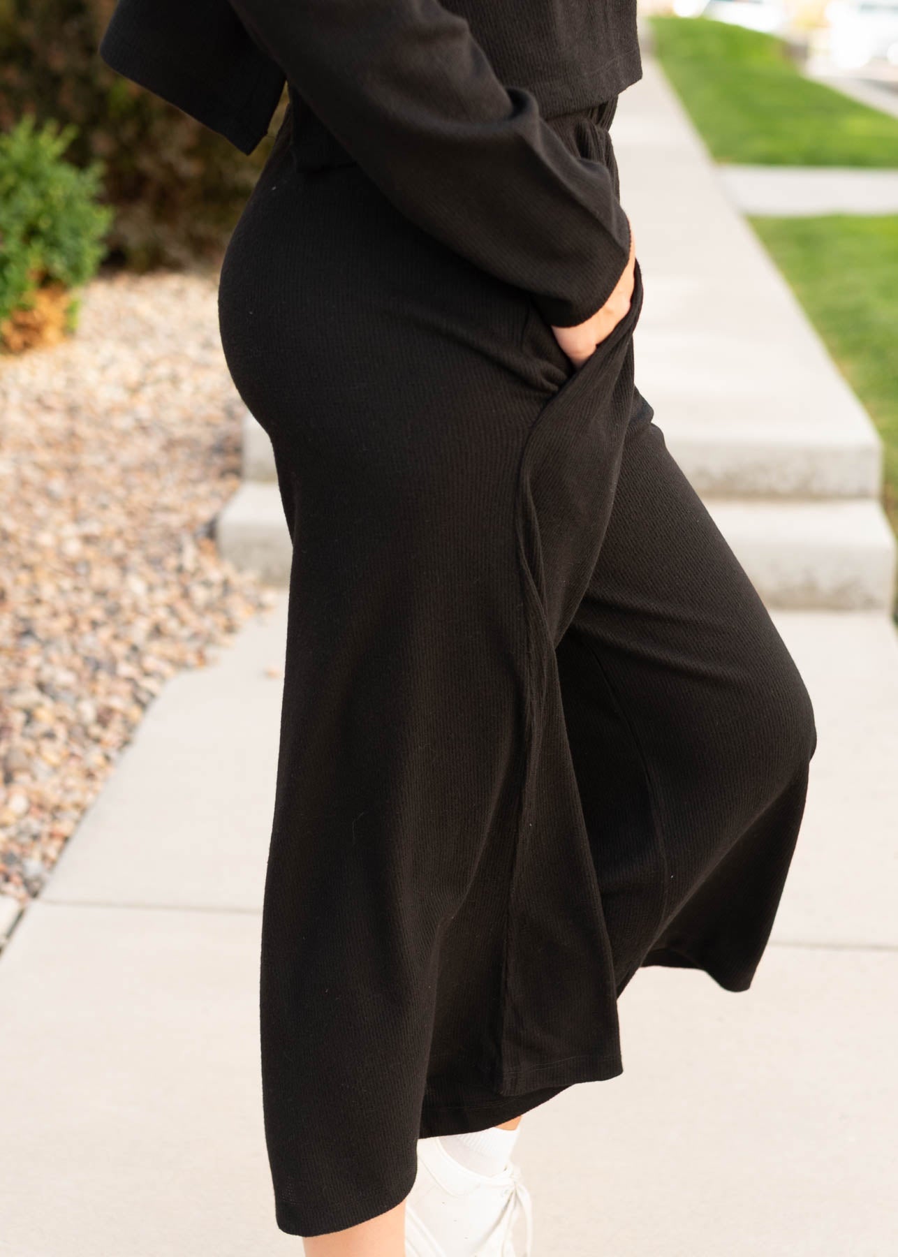 Marion Black Textured Pants