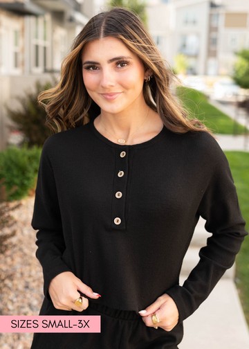 Marion Black Textured Top