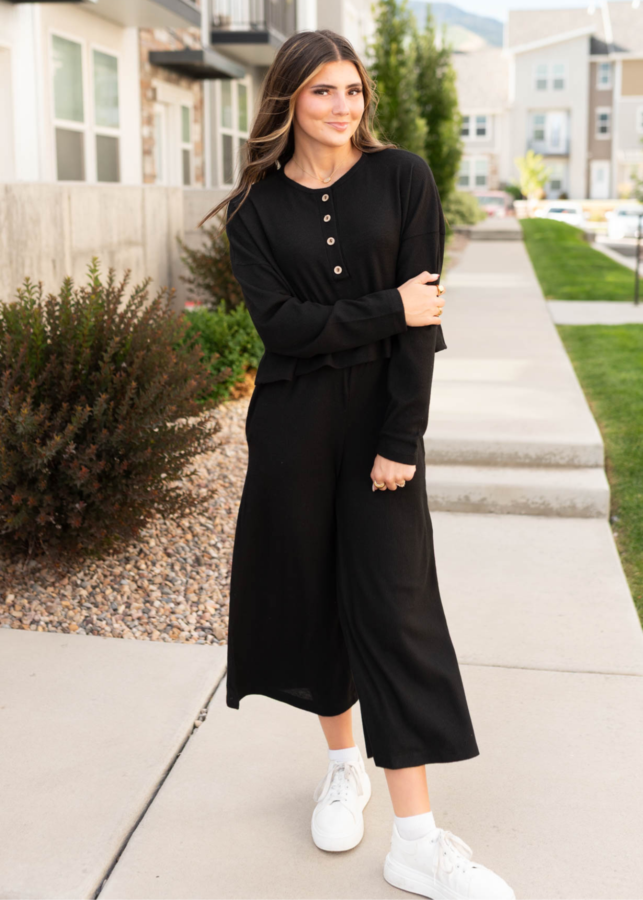 Marion Black Textured Top