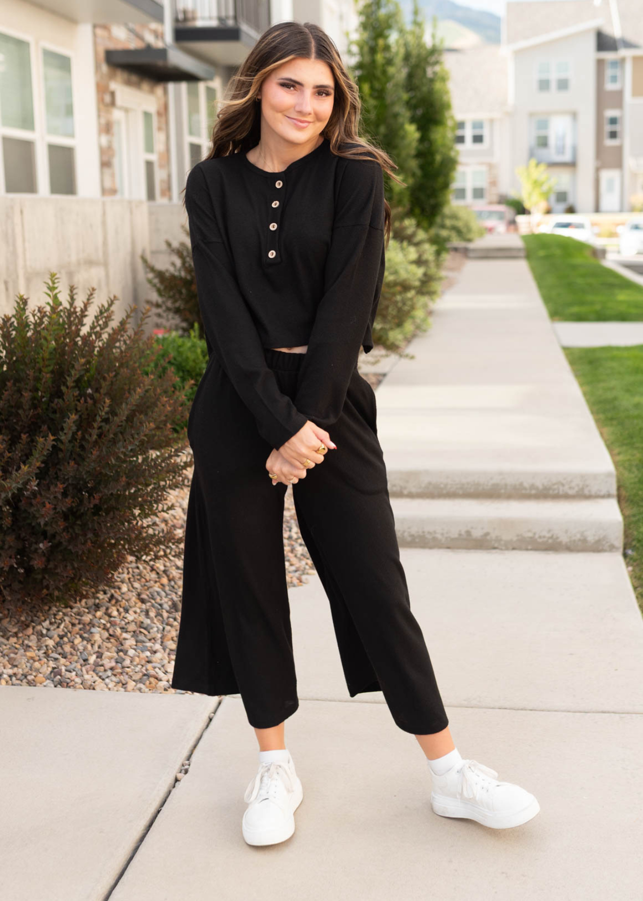 Marion Black Textured Top