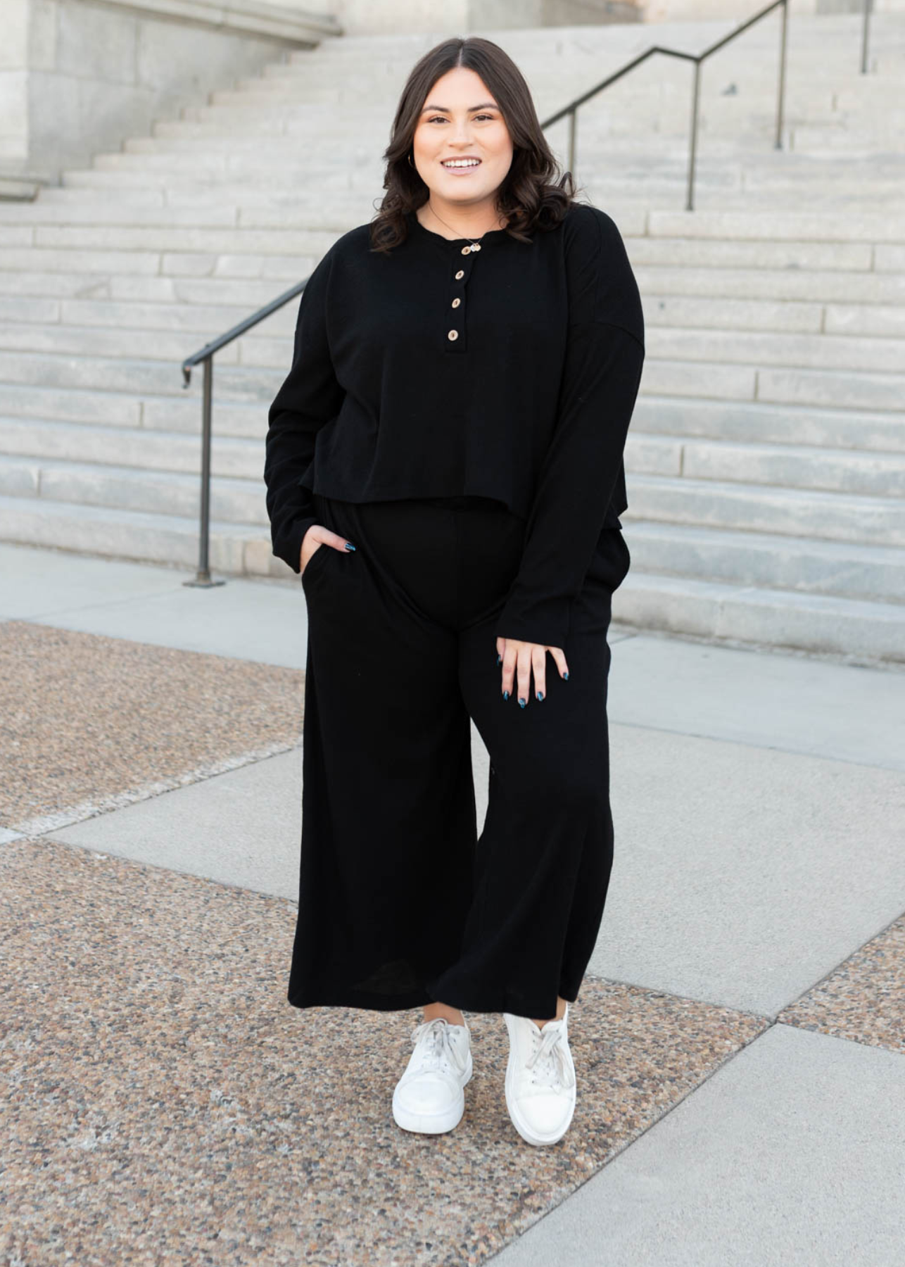 Marion Black Textured Top